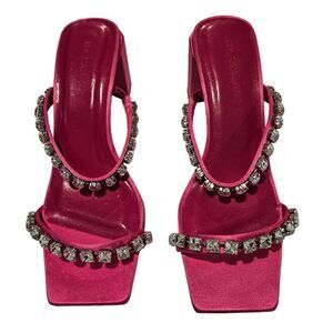 BY FAR Tanya Crystal Embellished Fuchsia Pink Mule Sandals 37/ Size 6.5-7US $504